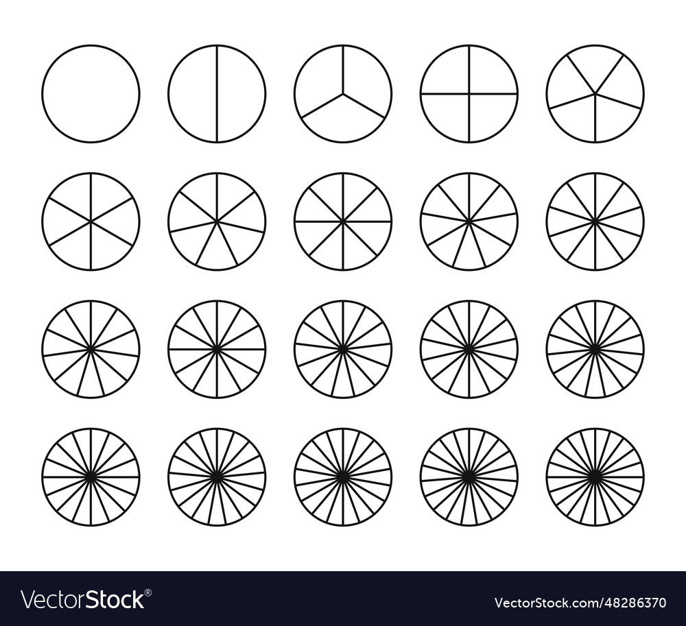 Segment 1 to 20 slice icons set or pie charts icon