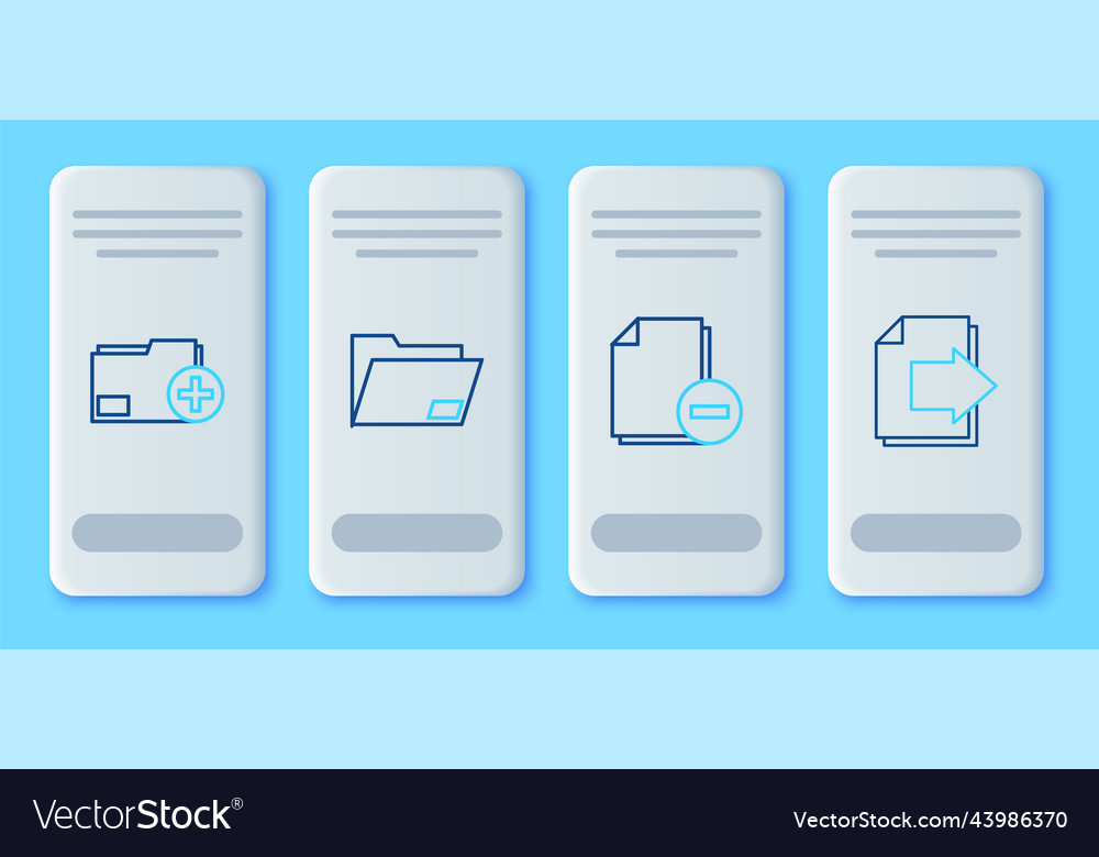 Set line document folder with minus add new Vector Image Set line document folder with minus add new