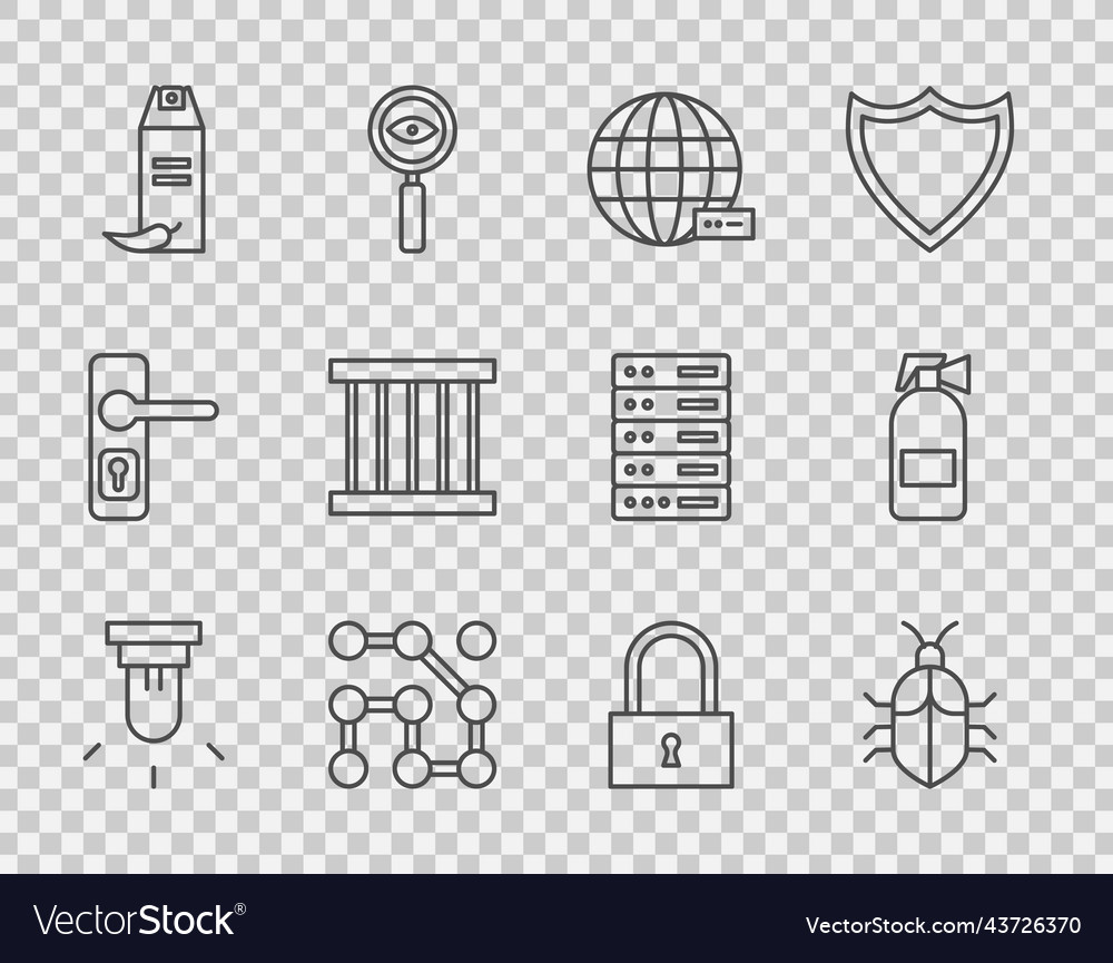 Set line motion sensor system bug concept social vector image Set line motion sensor system bug concept social