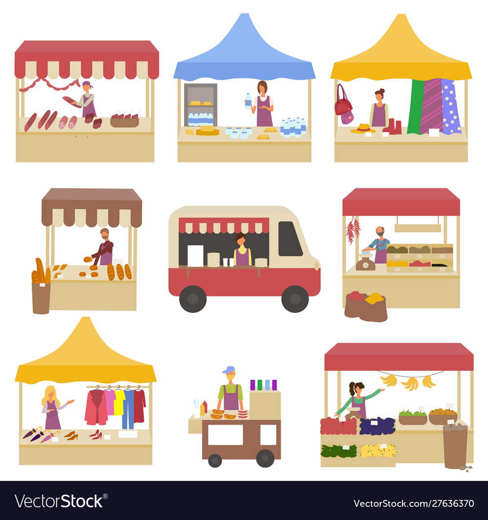 Tent with products and clothes marketplace