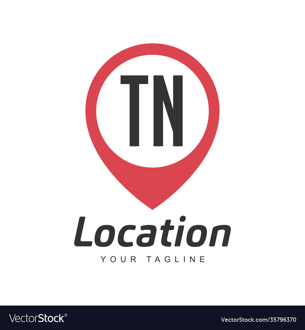 Tn letter logo design with location pin icon