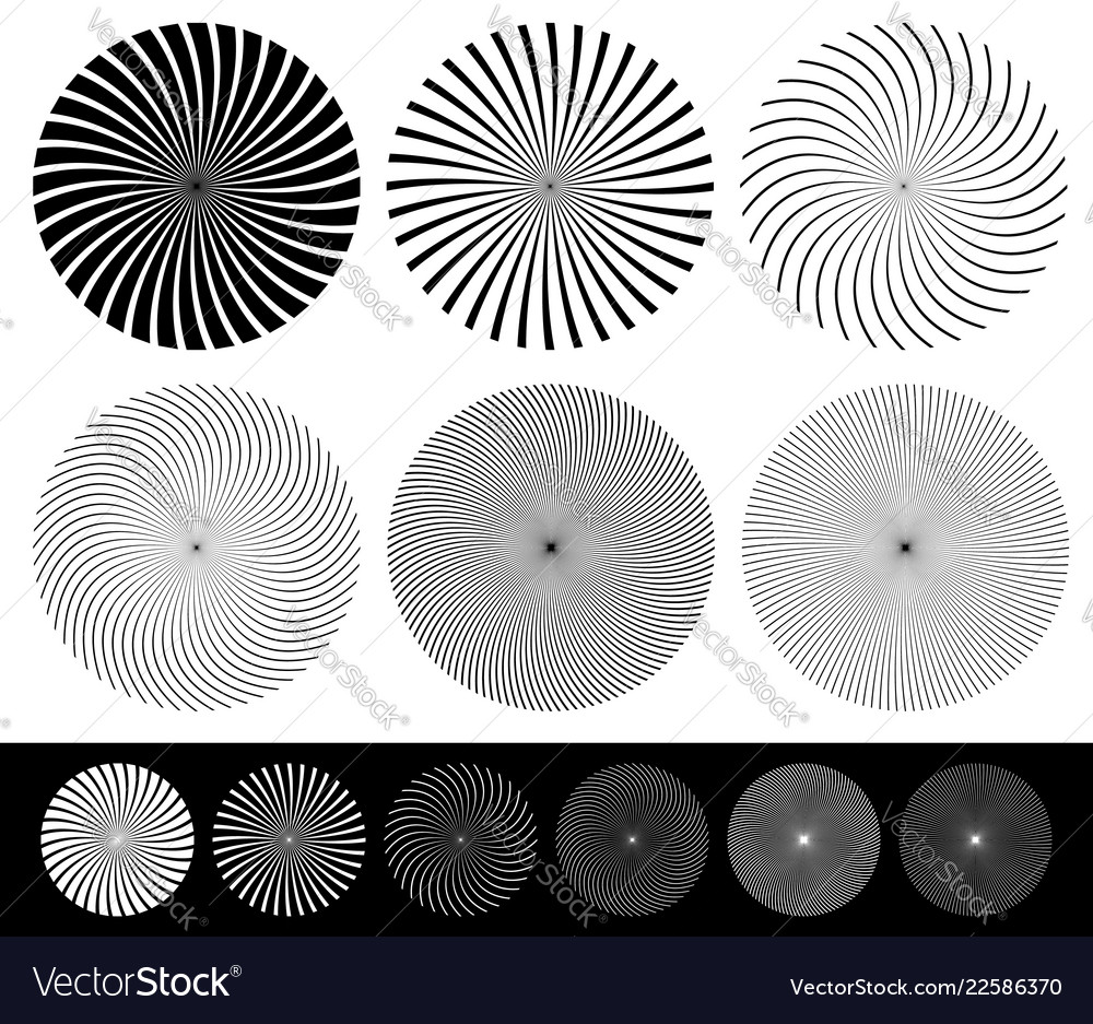 Twisted starburst converging lines element set vector image Twisted starburst converging lines element set