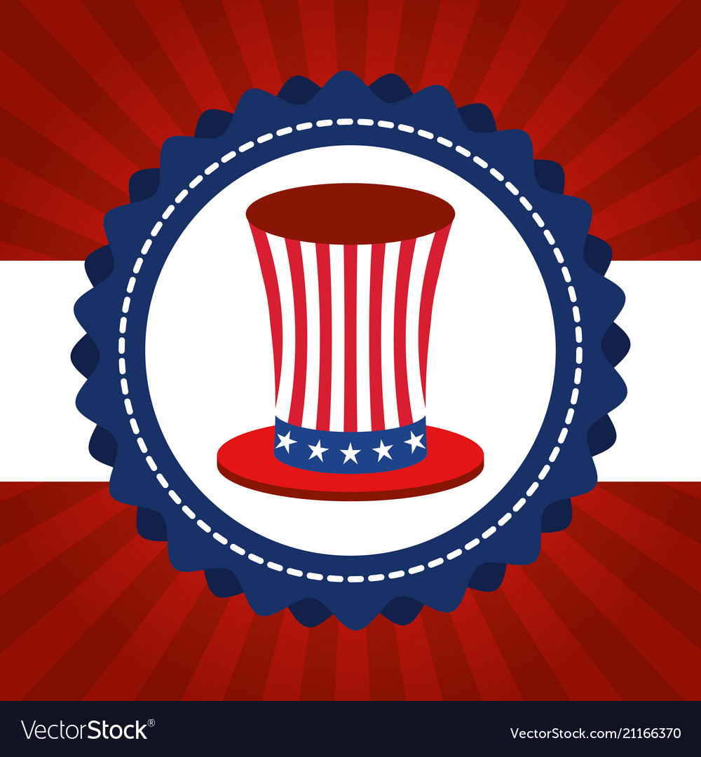 Usa independence day with hat Royalty Free Vector Image