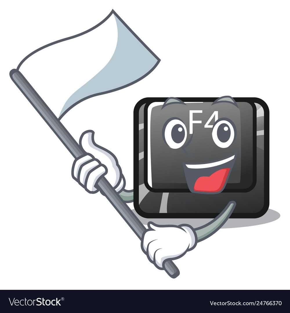 With flag button f4 on mascot computer vector image With flag button f4 on mascot computer