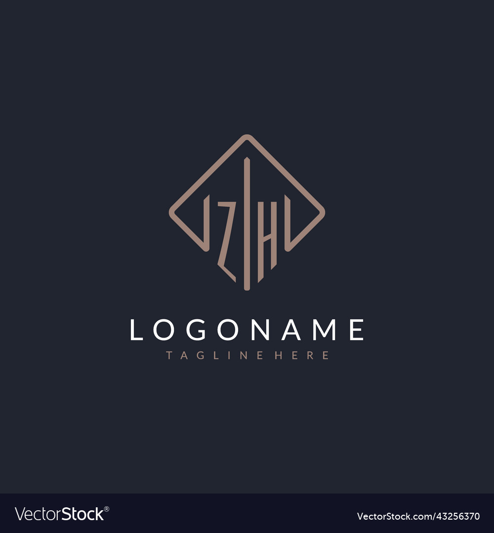 Zh initial logo with curved rectangle style design Vector Image Zh initial logo with curved rectangle style design