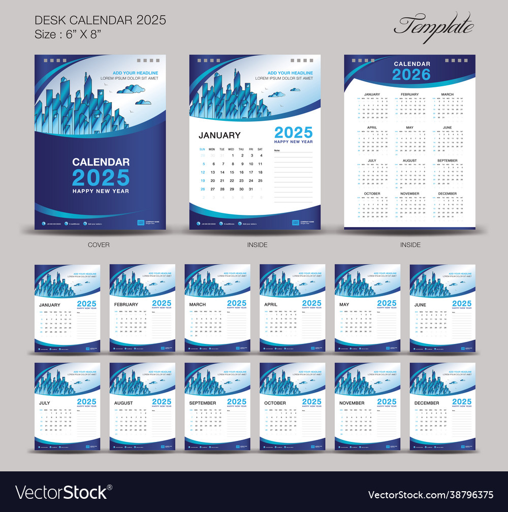 Calendar 2025 templatedesk 2025 Royalty Free Vector Image