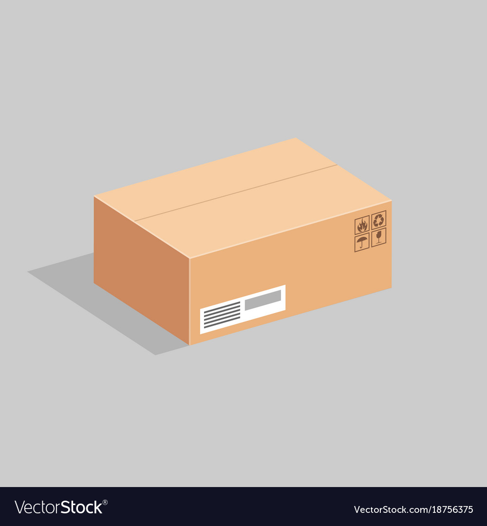 Cardboard box in a horizontal position