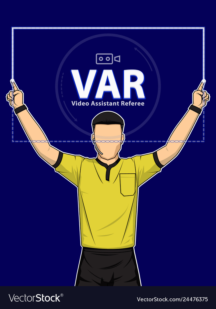 Football Referee Shows Video Assistant Referees Vector Image 8137