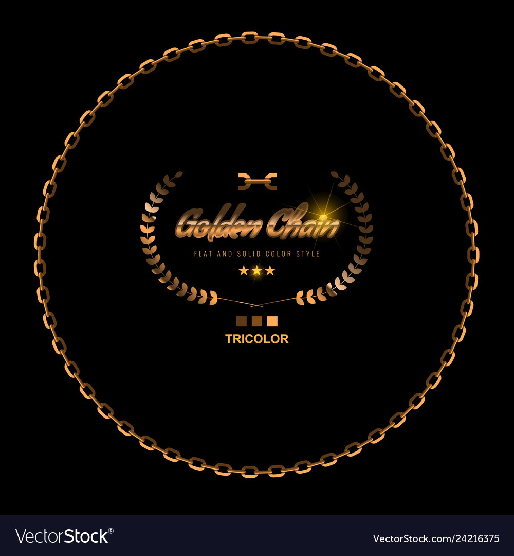 Golden chain circle border frame round