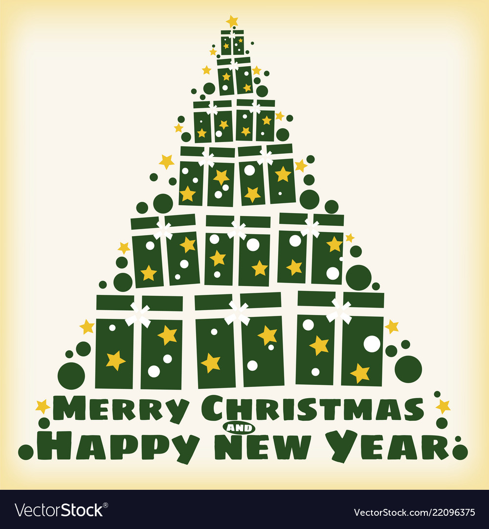 Happy christmas and new year spruce stylized from