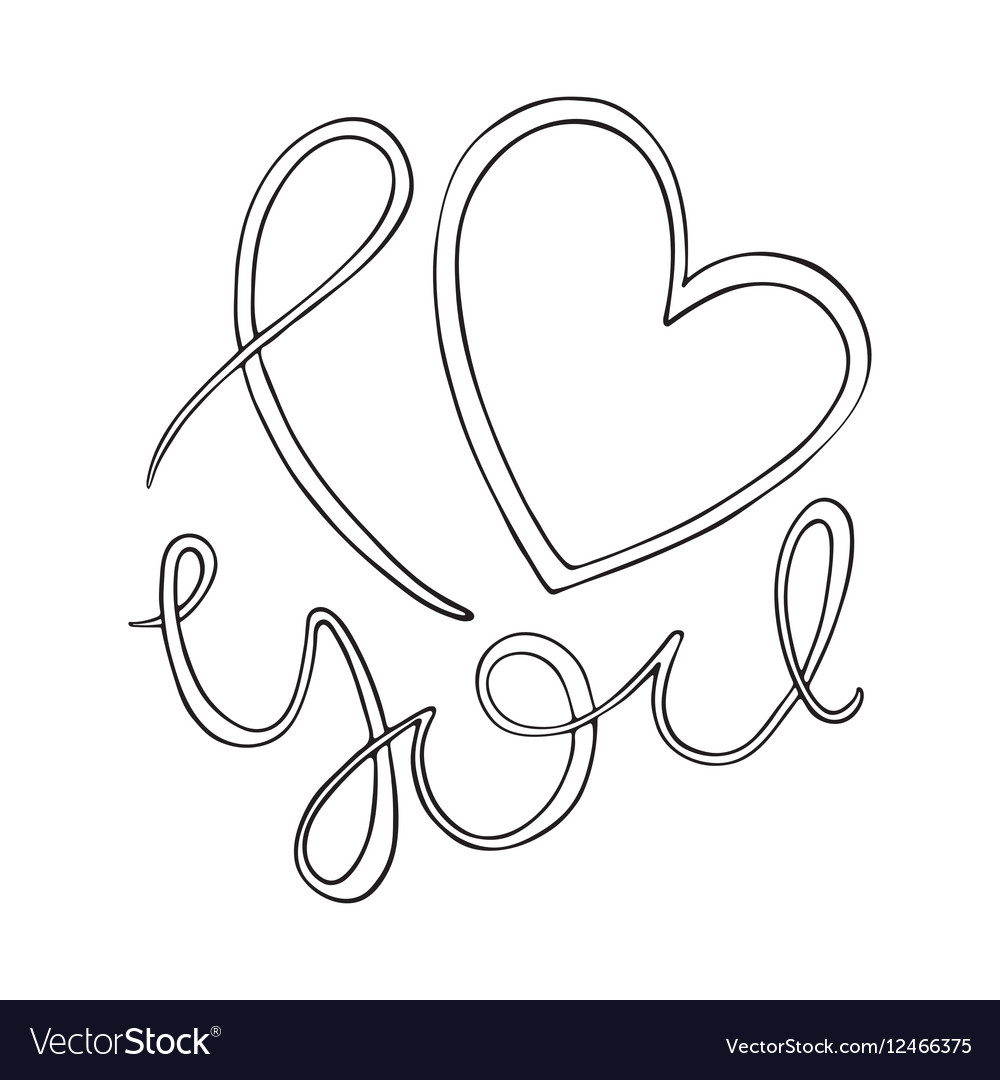 I love you curly calligraphy sign Royalty Free Vector Image