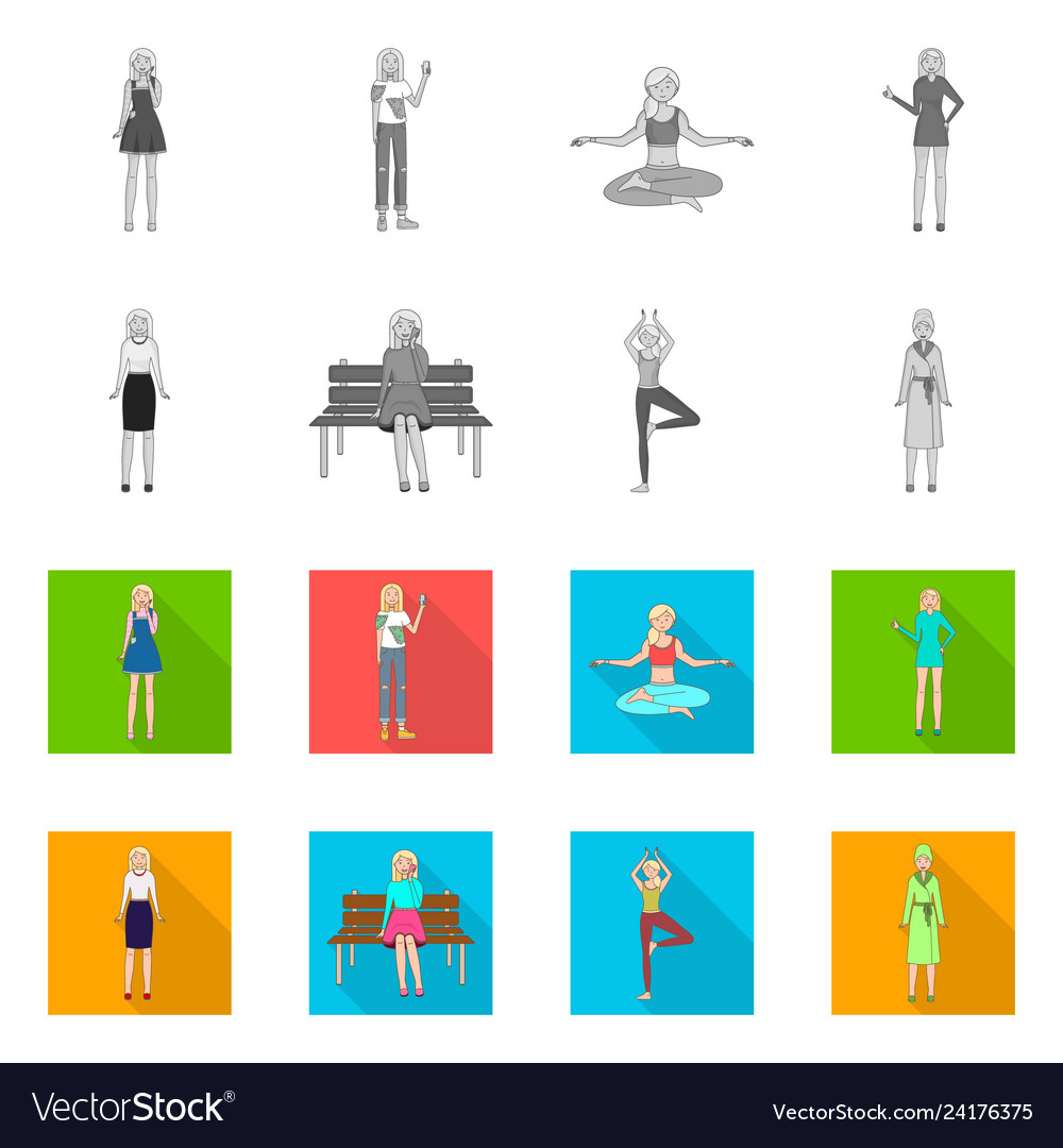 Isolated object of posture and mood symbol set