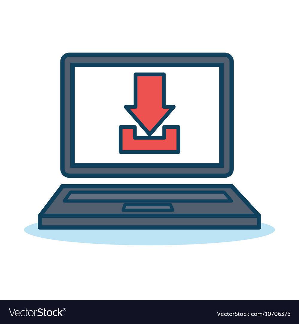 Laptop download data technology design isolated Vector Image
