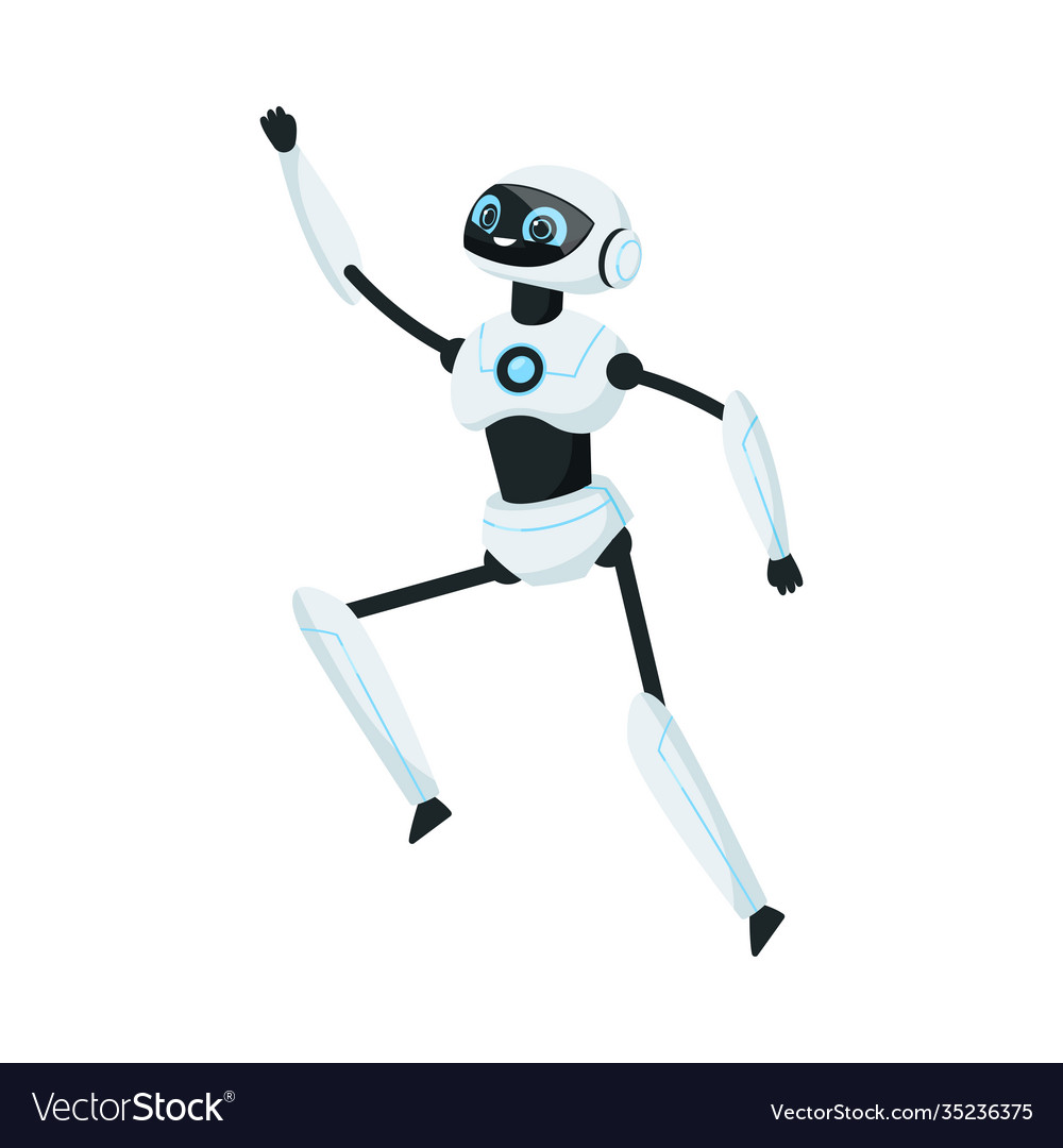 Modern robot as programmable machine running vector image Modern robot as programmable machine running