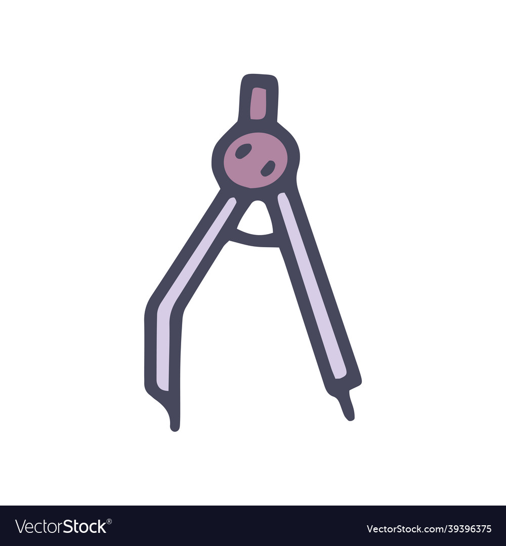 Pair of compasses color doodle simple icon Vector Image