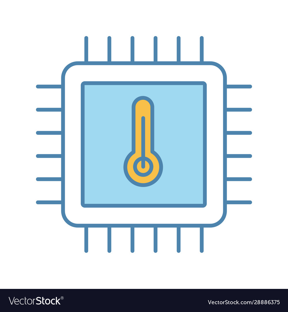 Processor temperature color icon vector image Processor temperature color icon