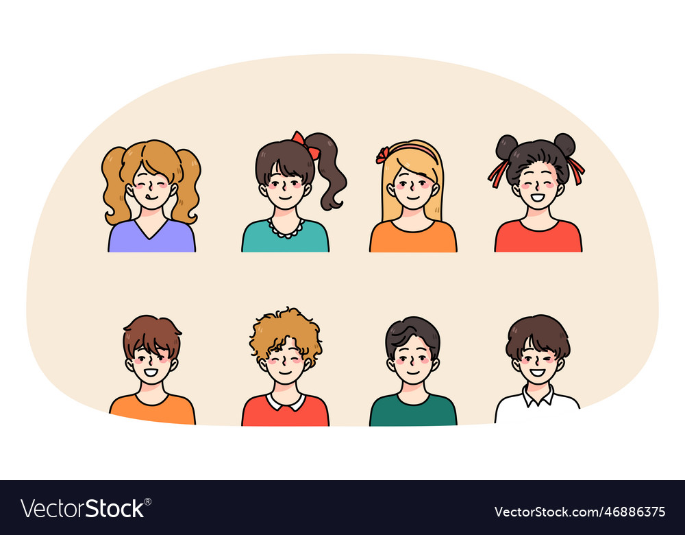Set von verschiedenen lächelnden kleinen Kindern Vector Image Set von verschiedenen lächelnden kleinen Kindern