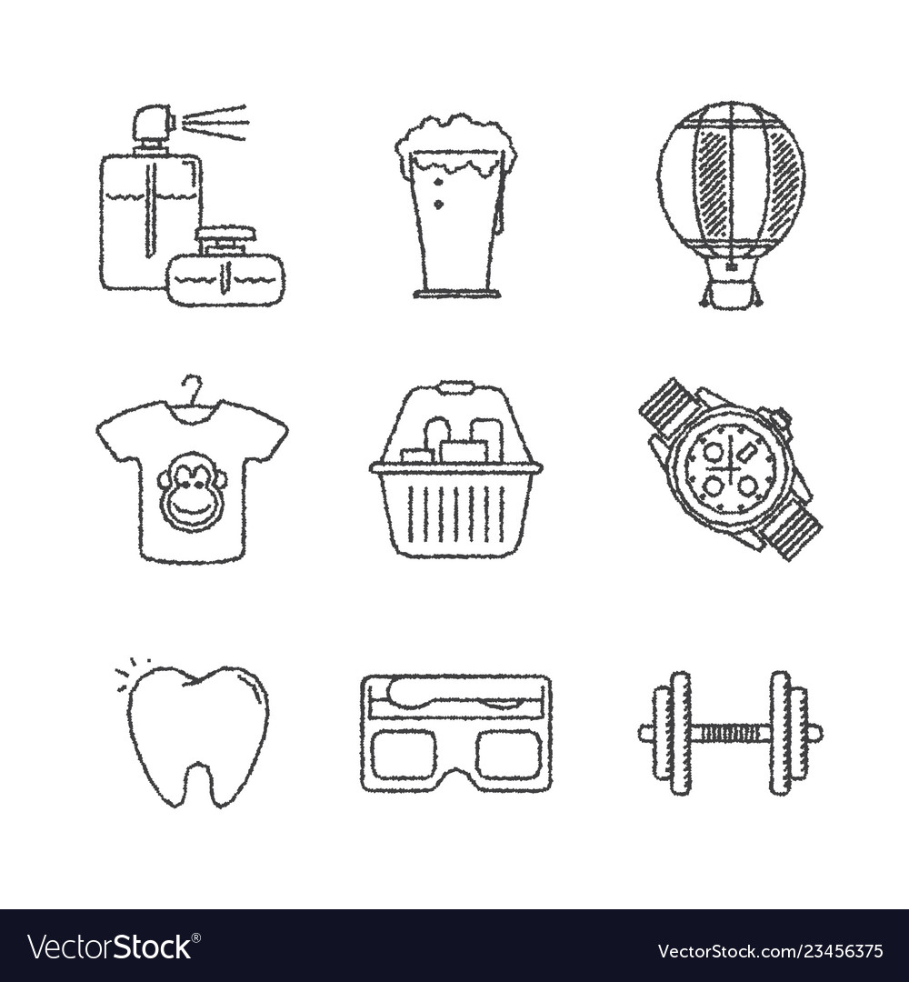 Set of shopping icons and concepts in sketch style vector image Set of shopping icons and concepts in sketch style