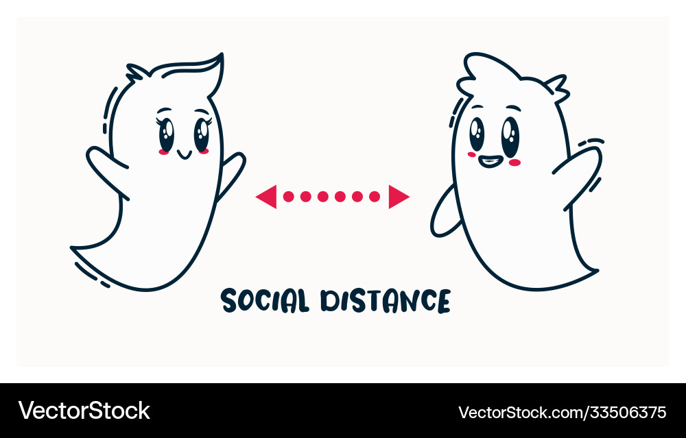 Social distancing for halloween party ghosts Vector Image