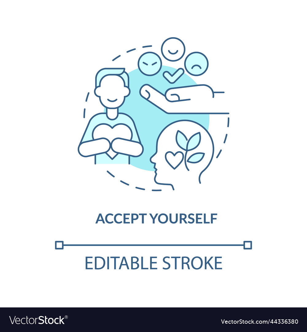 Accept yourself turquoise concept icon Royalty Free Vector