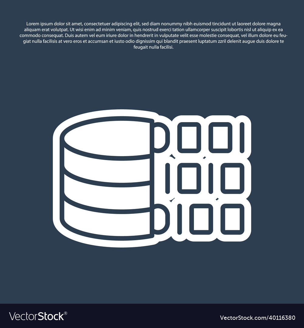 Blue line binary code icon isolated on