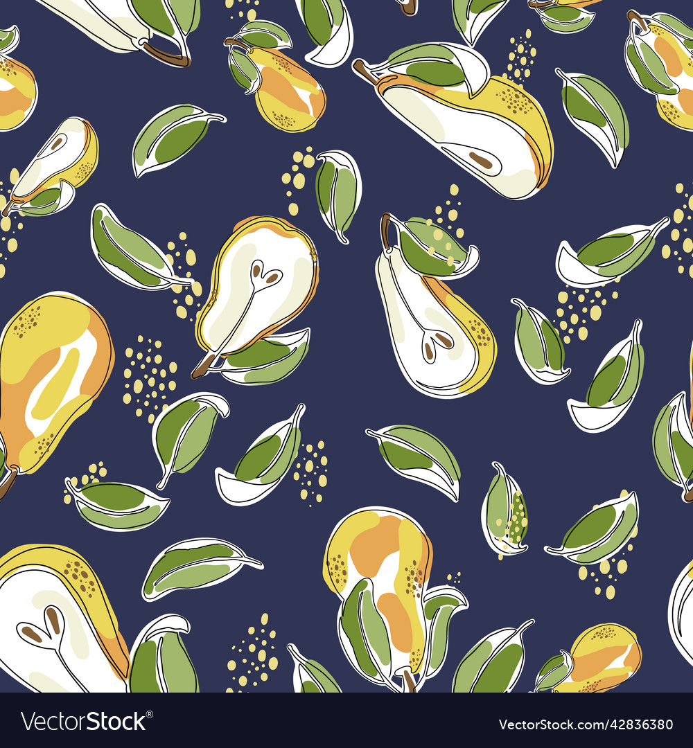 Bright hand drawn pear seamless pattern