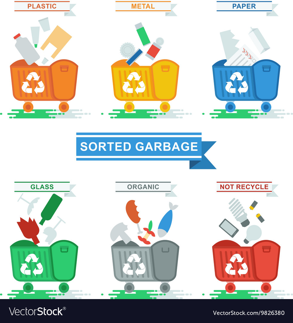 Cans with sorted garbage