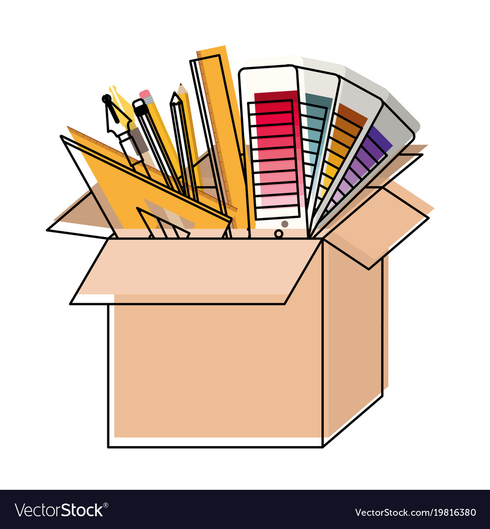 Cardboard box with graph design tools