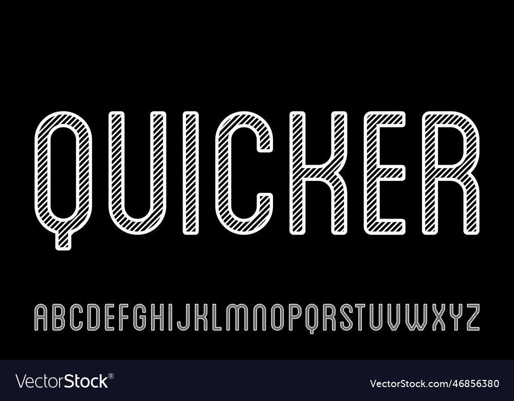 Condensed alphabets with stripe shading display vector image Condensed alphabets with stripe shading display