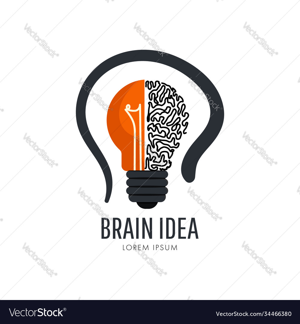 Creative composition half brain behind light Vector Image