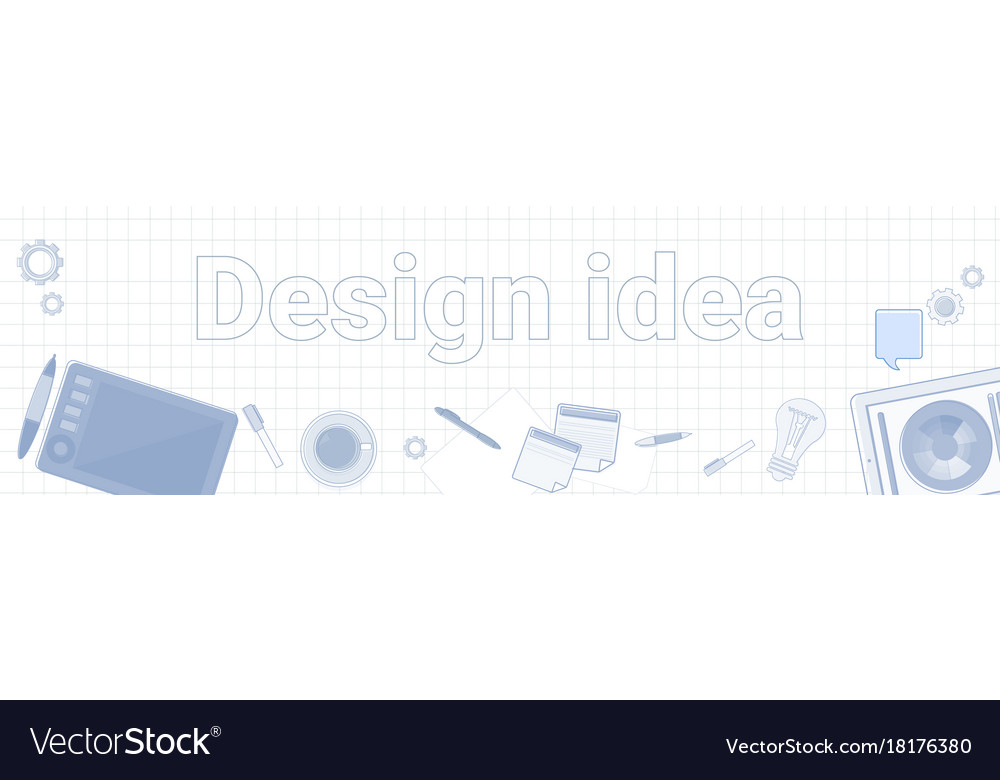 Design idea word on squared background horizontal