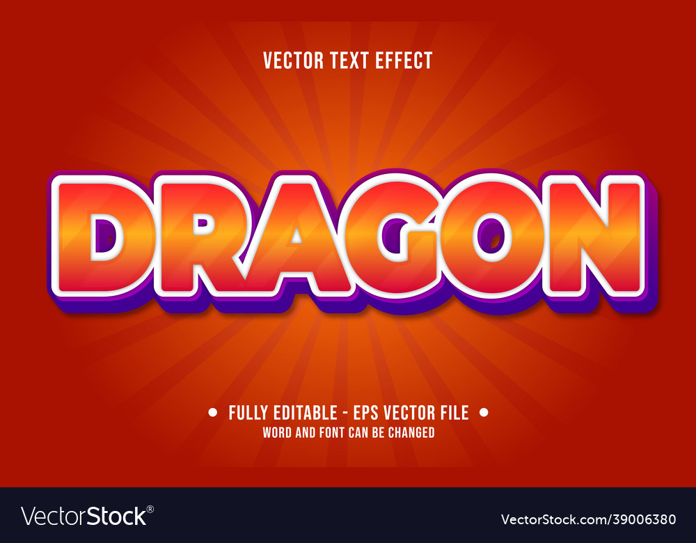Editable text effect gradient dragon style Vector Image Editable text effect gradient dragon style