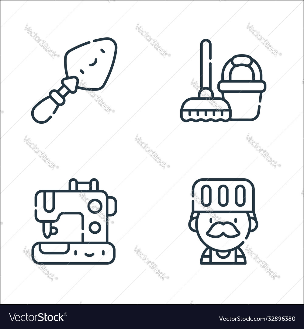 Labour day line icons linear set quality