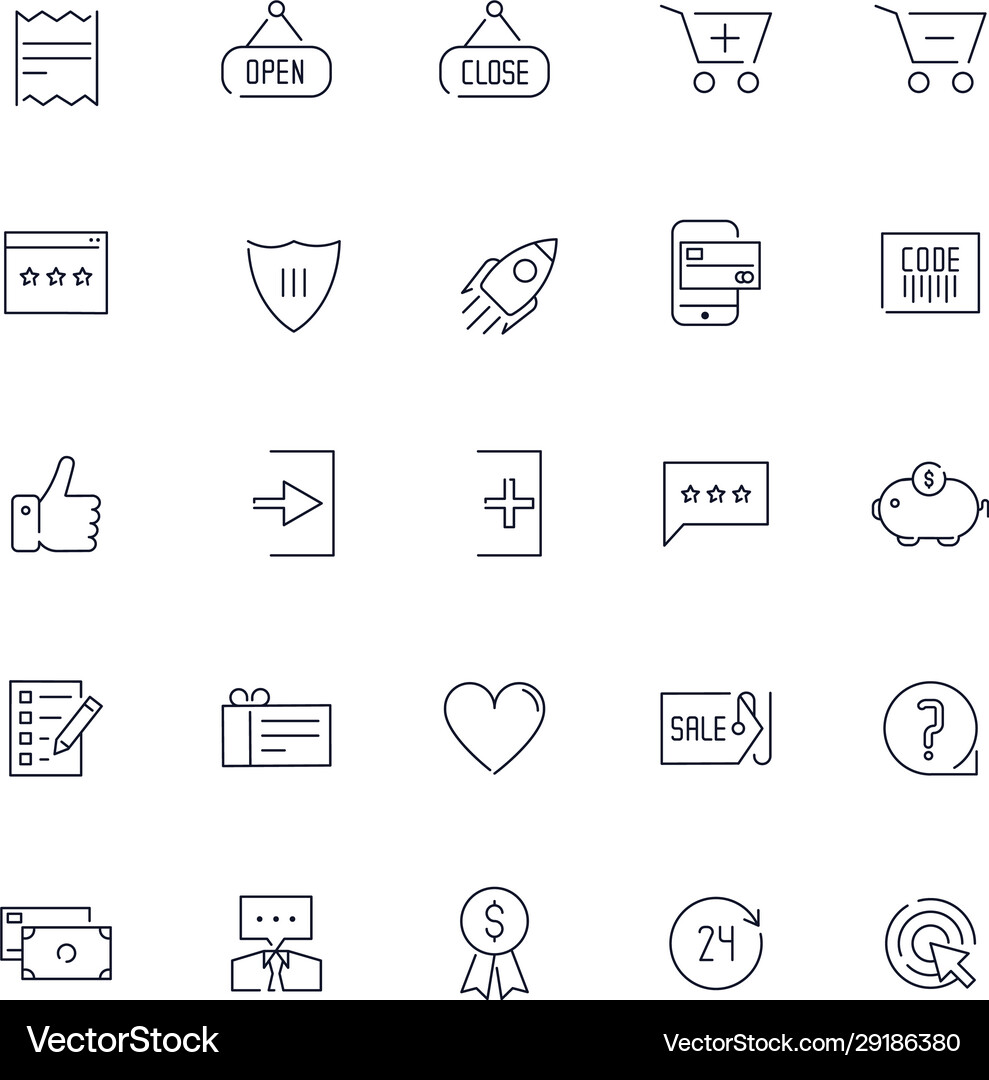 Line icons set e-commerce pack batch Royalty Free Vector