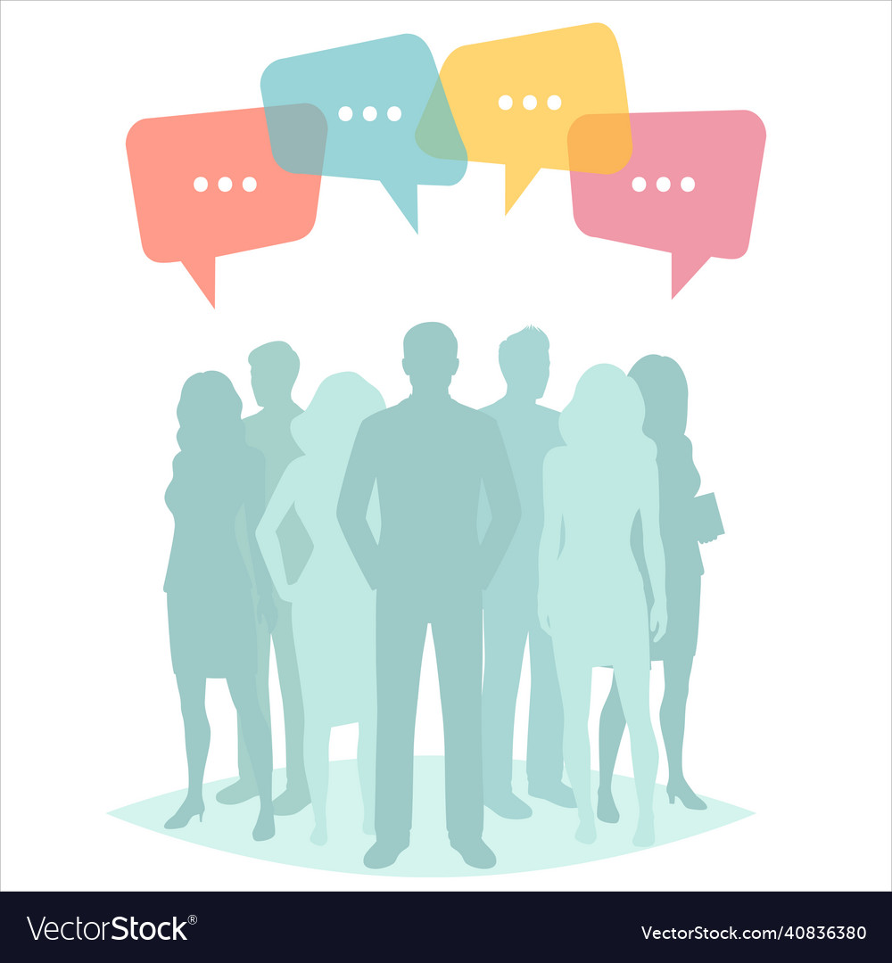 People group silhouettes with speech bubbles Vector Image