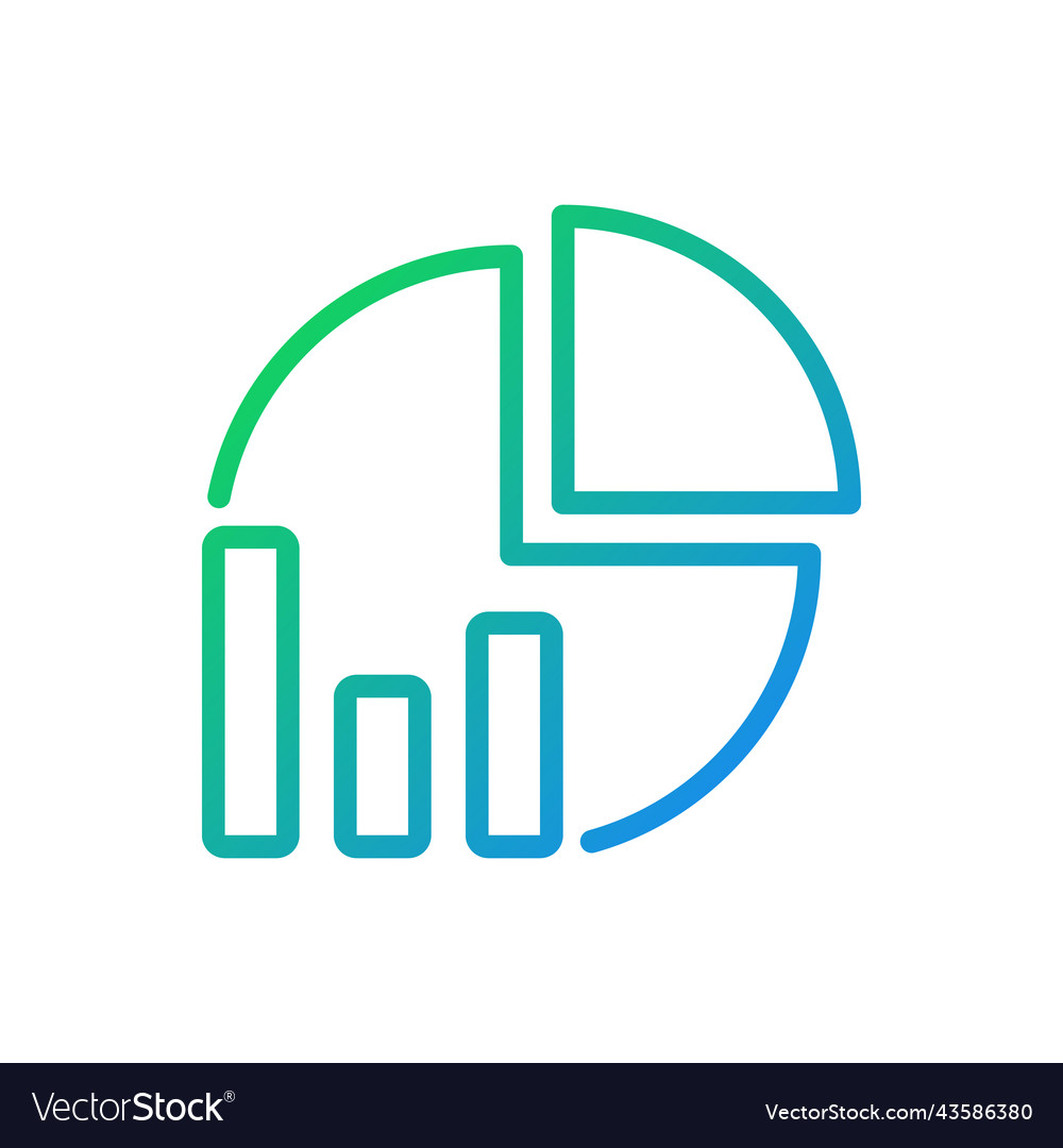 Pie chart pixel perfect gradient linear icon vector image Pie chart pixel perfect gradient linear icon