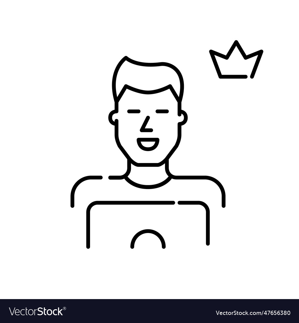 Premium user at laptop smiling young man Vector Image