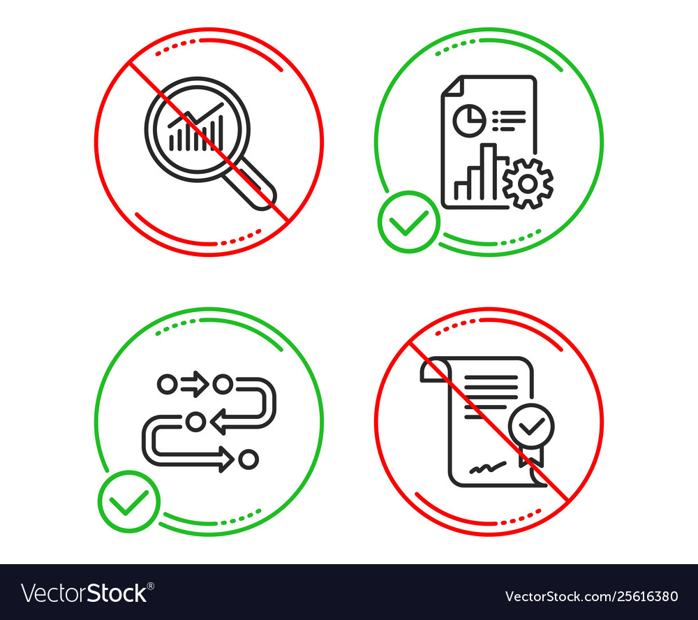 Report methodology and data analysis icons set Vector Image