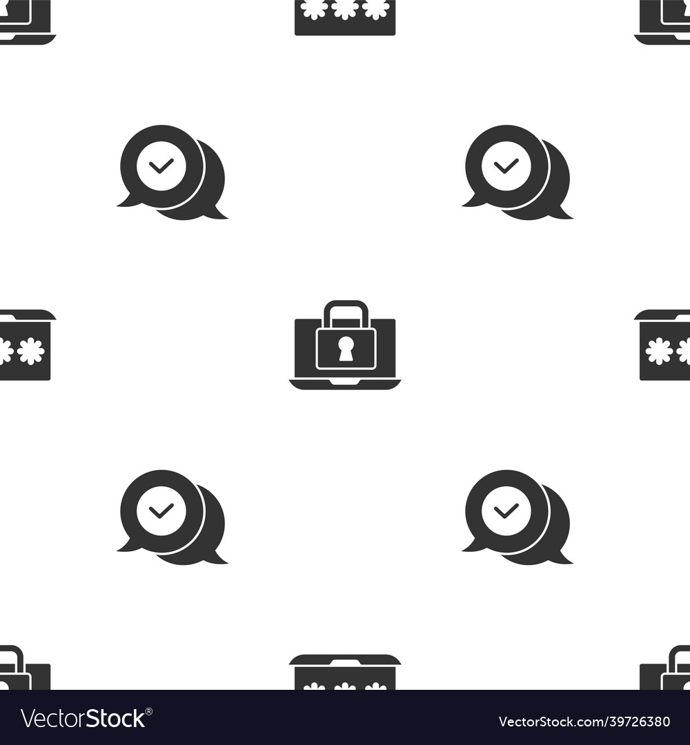 Set laptop with password and lock check mark vector image Set laptop with password and lock check mark