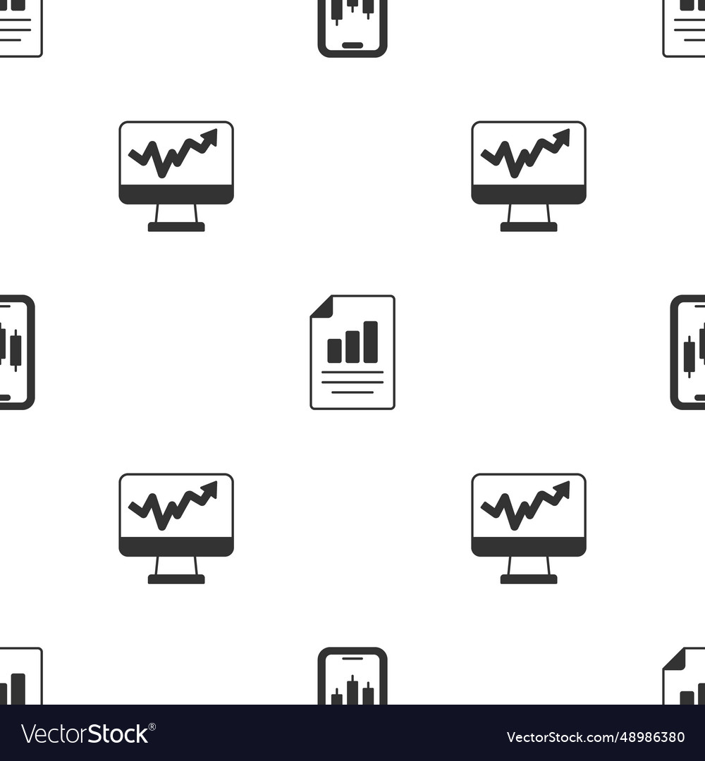 Set mobile stock trading document with graph vector image Set mobile stock trading document with graph