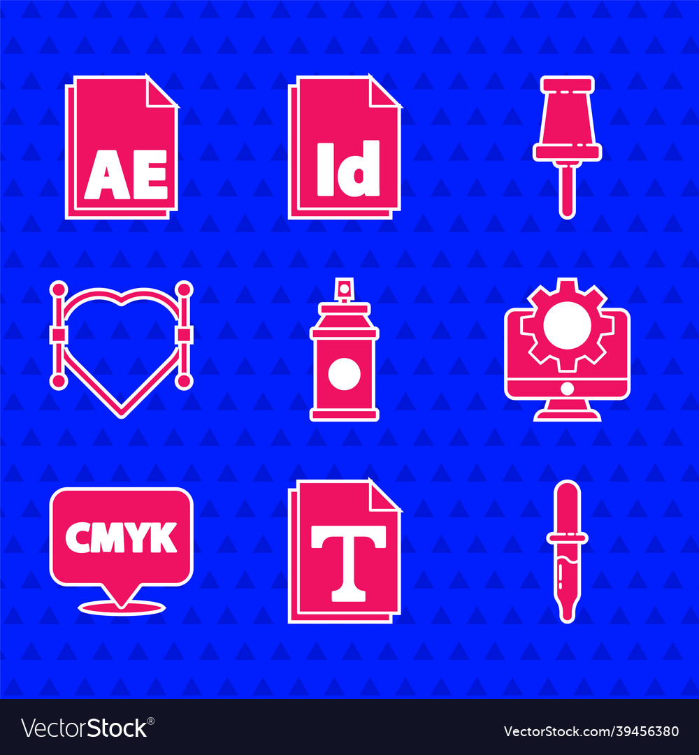 Set paint spray can text file document pipette vector image Set paint spray can text file document pipette