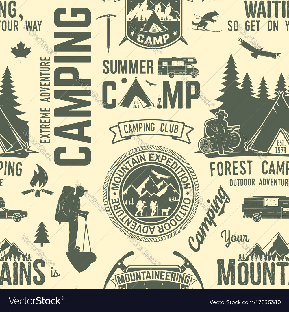 Summer camp seamless pattern or background Vector Image