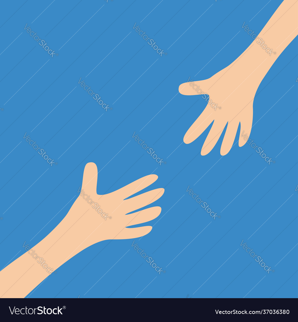 Two hands arms reaching to each other helping