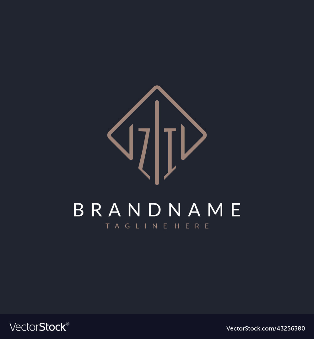 Zi initial logo with curved rectangle style design