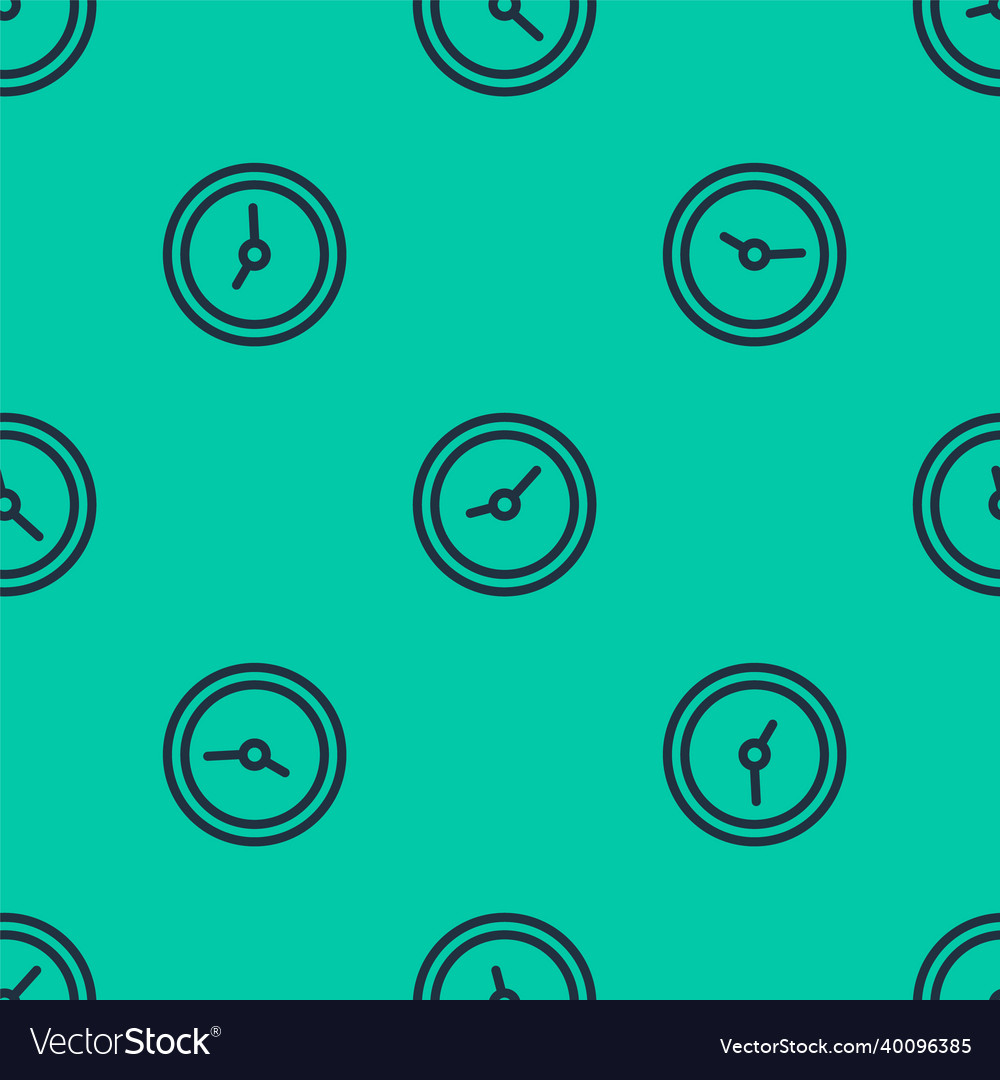 Blue line clock icon isolated seamless pattern