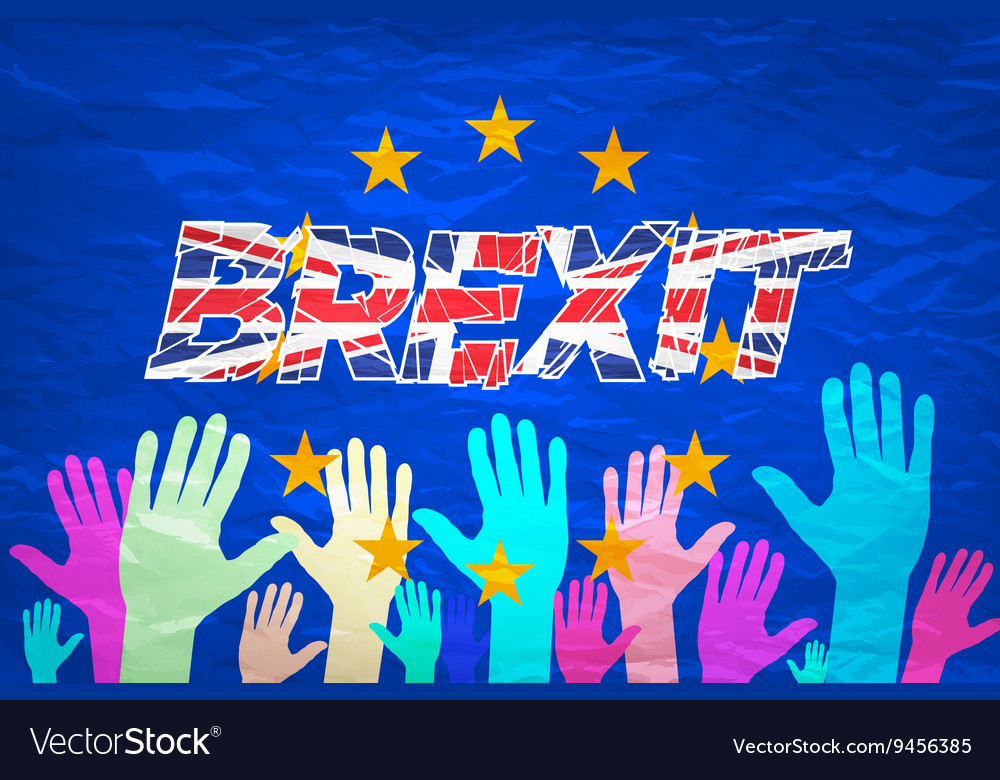 Brexit Text Isolated Art Colorful Hand Royalty Free Vector