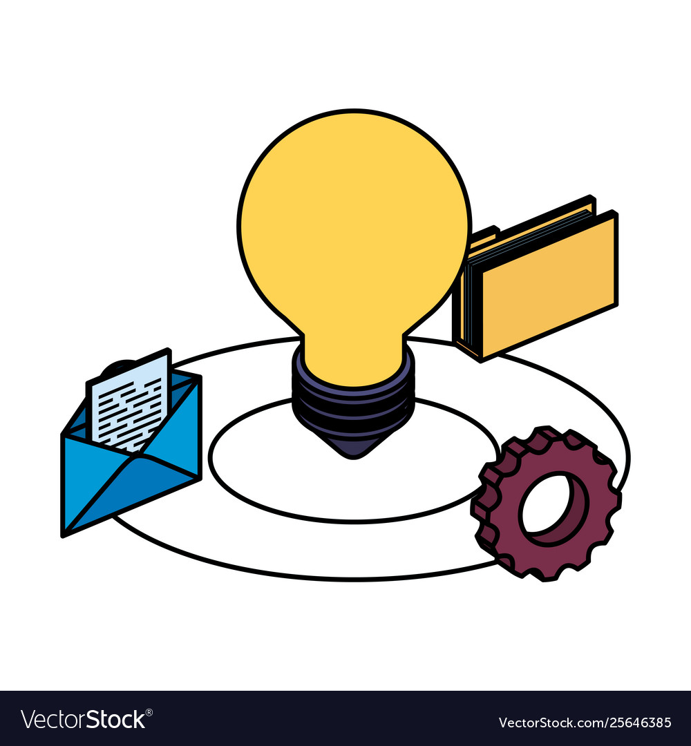 Bulb light idea and data icons vector image Bulb light idea and data icons