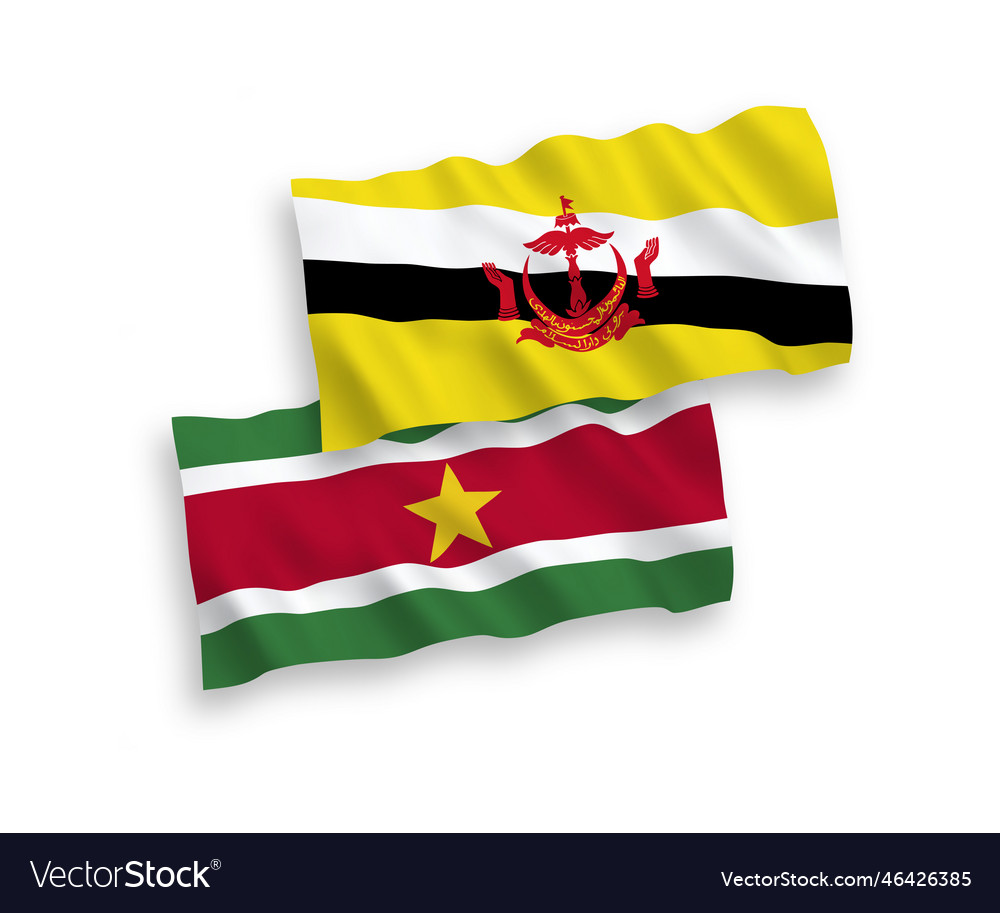 Flags of republic suriname and brunei Royalty Free Vector