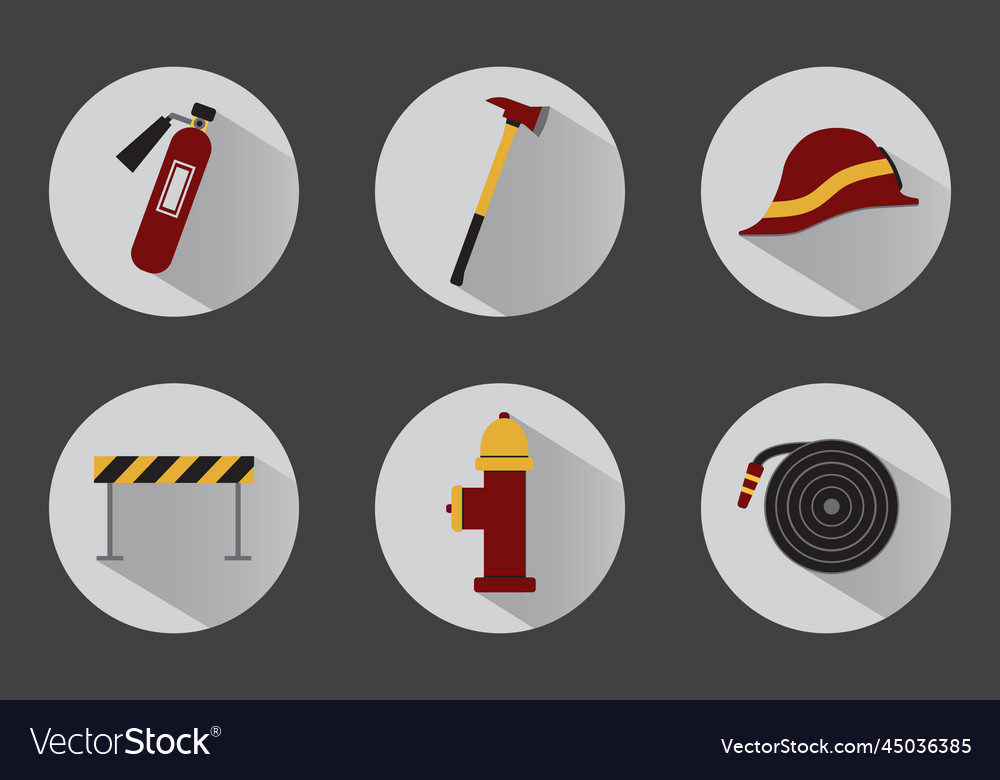 Flat fireman set with shadows Vector Image Flat fireman set with shadows