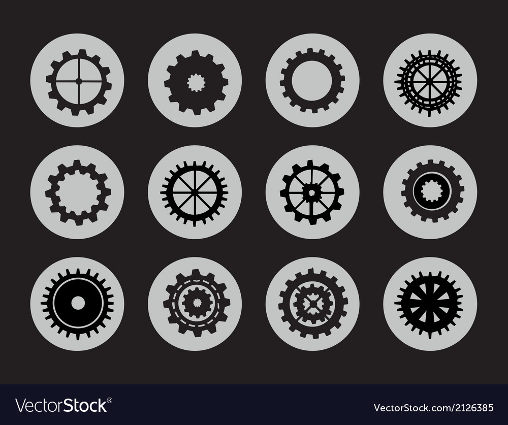 Gears silhouette over black background